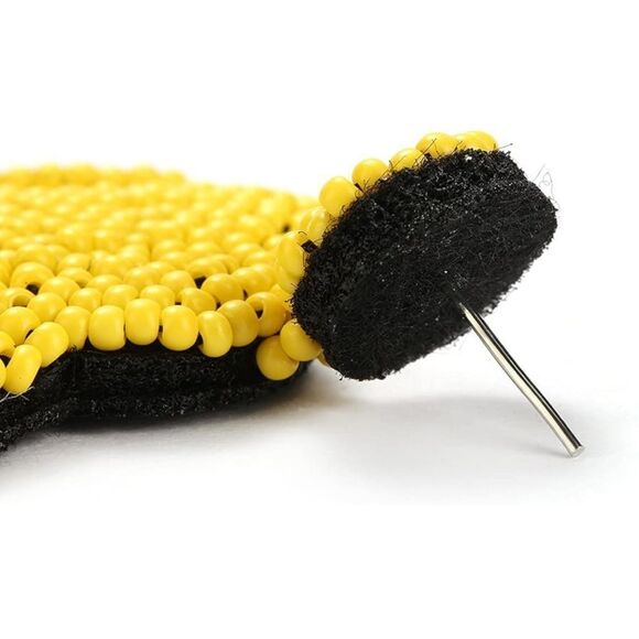 Long Boho Yellow Beaded Tassel Fringe Dangling Drop Fan Chandelier Post Earrings - Picture 3 of 7